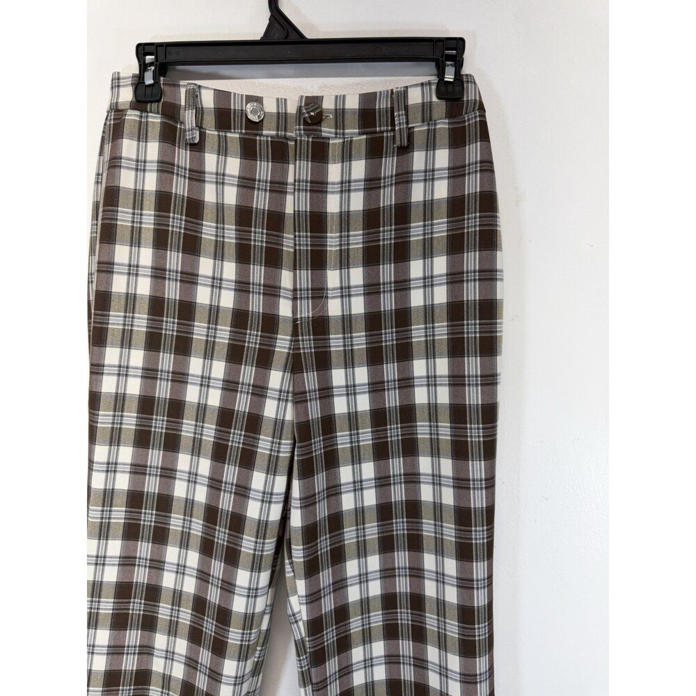 Reformation Y2K Women’s Franklin brown Plaid Straight Leg Pants Rayon Sz 2 - Picture 4 of 16
